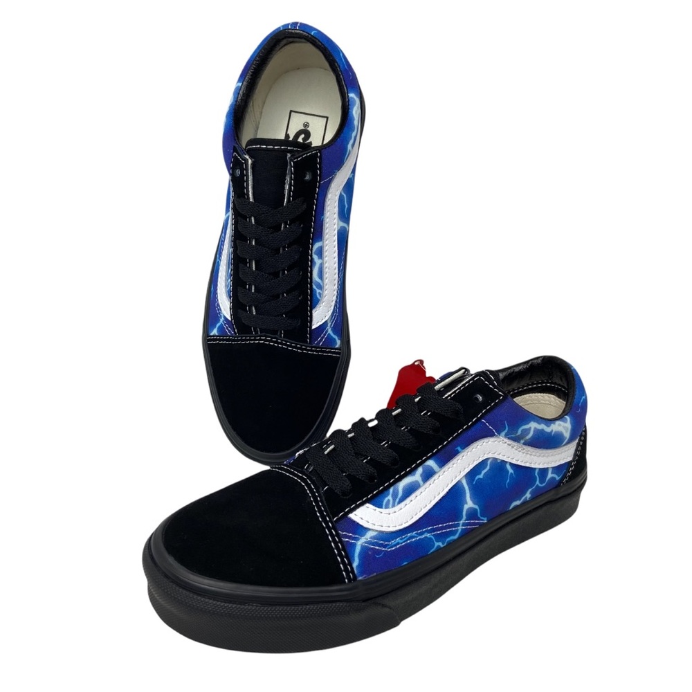 Vans Old Skool Skate Shoe Black Lightning Sneakers Blue - Picture 2 of 16